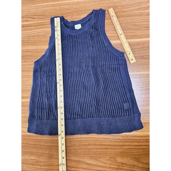 Women's High Neck Mesh Sleeveless Sweater - A New Day Navy Navy Blue Size XXL - Picture 9 of 10